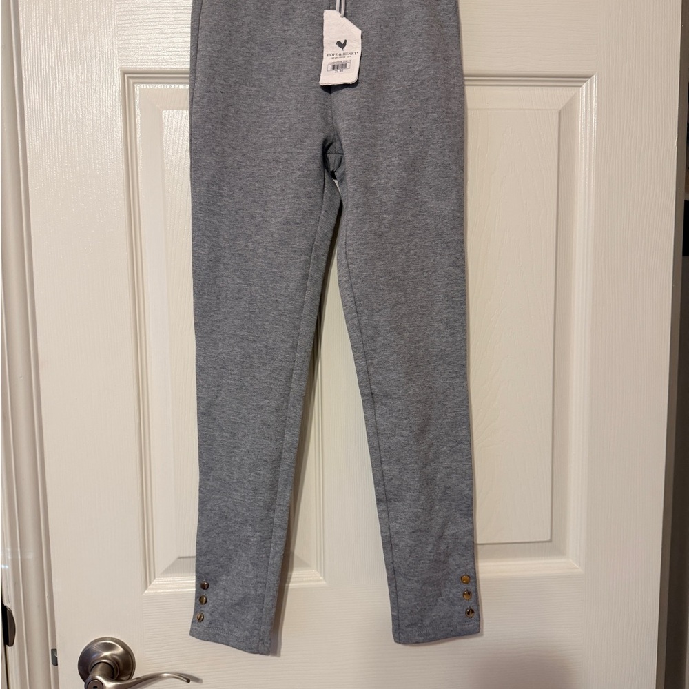 Cozy Gray Kids Leggings with Button Accents